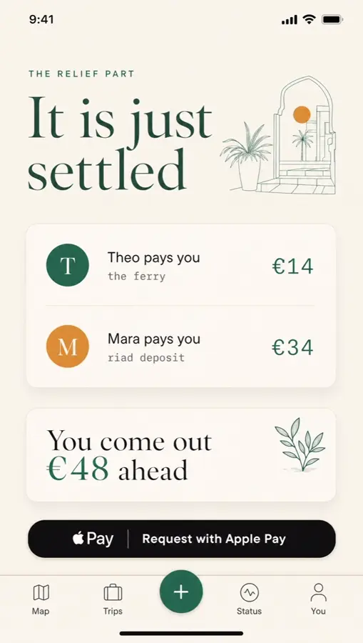 Farsteps app — settle screen
